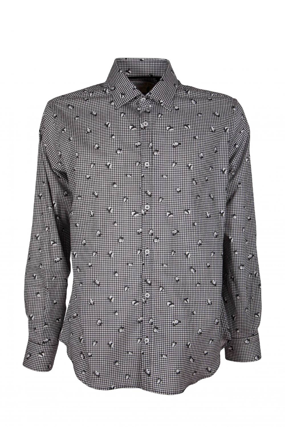 Poggianti Camicia uomo stretch con stampa panda su pied de poule GIOVI-95-174-01 Qualità Garantita