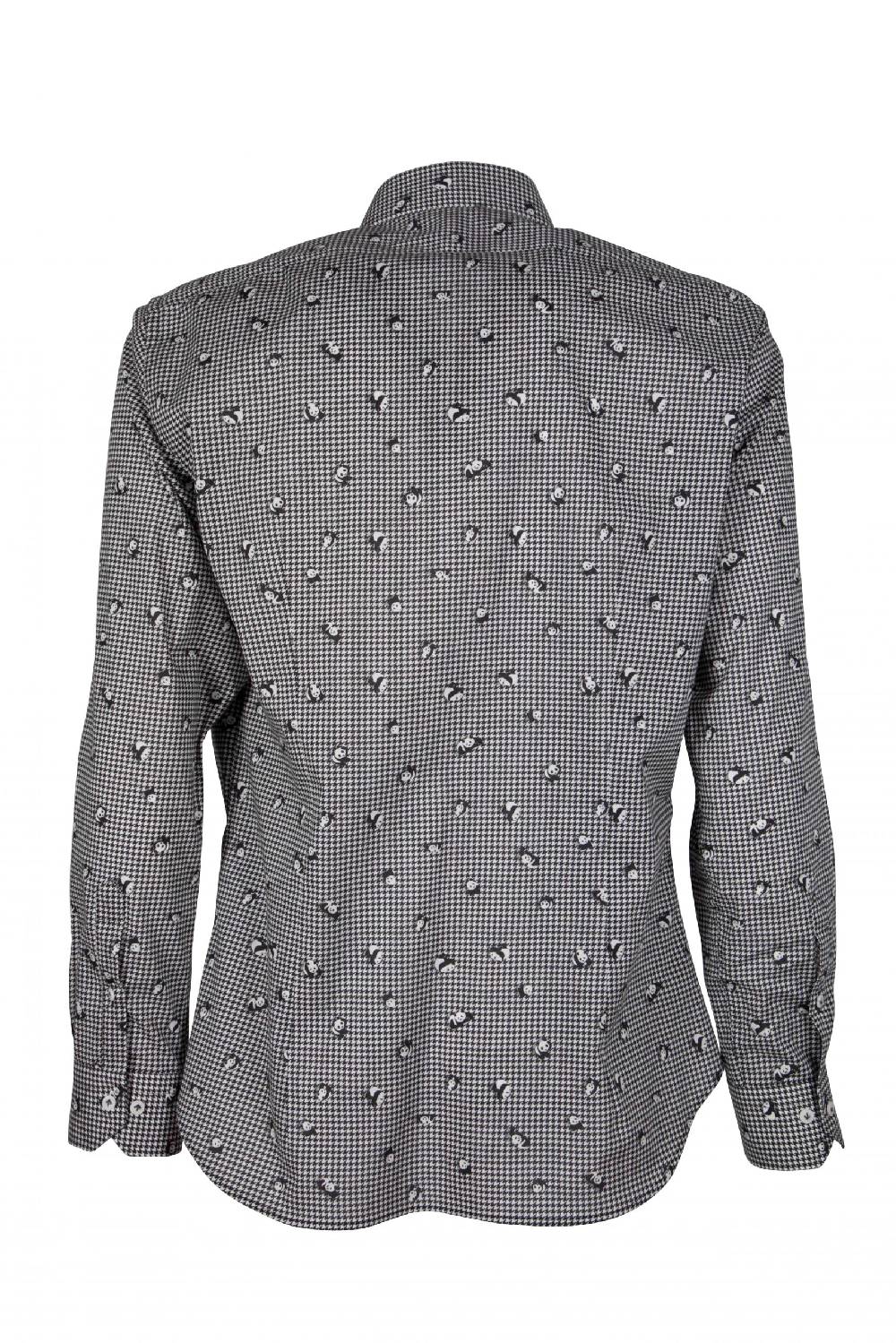 Poggianti Camicia uomo stretch con stampa panda su pied de poule GIOVI-95-174-01 Qualità Garantita