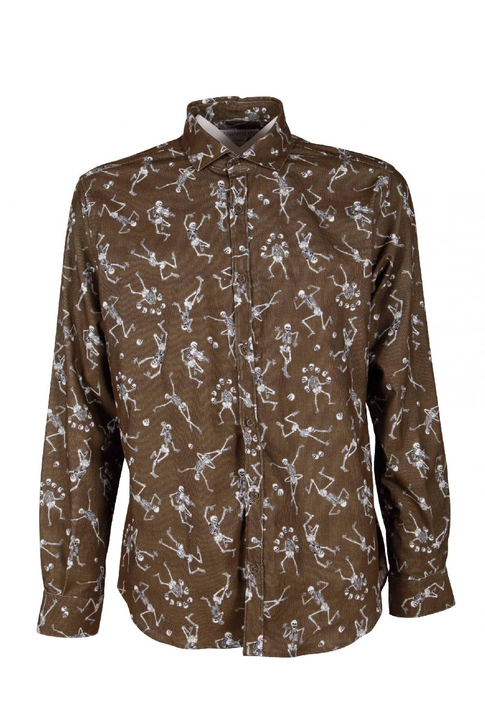 Poggianti Camicia uomo in velluto con stampa teschi PISA-62F-230-01 Promozione Limitata