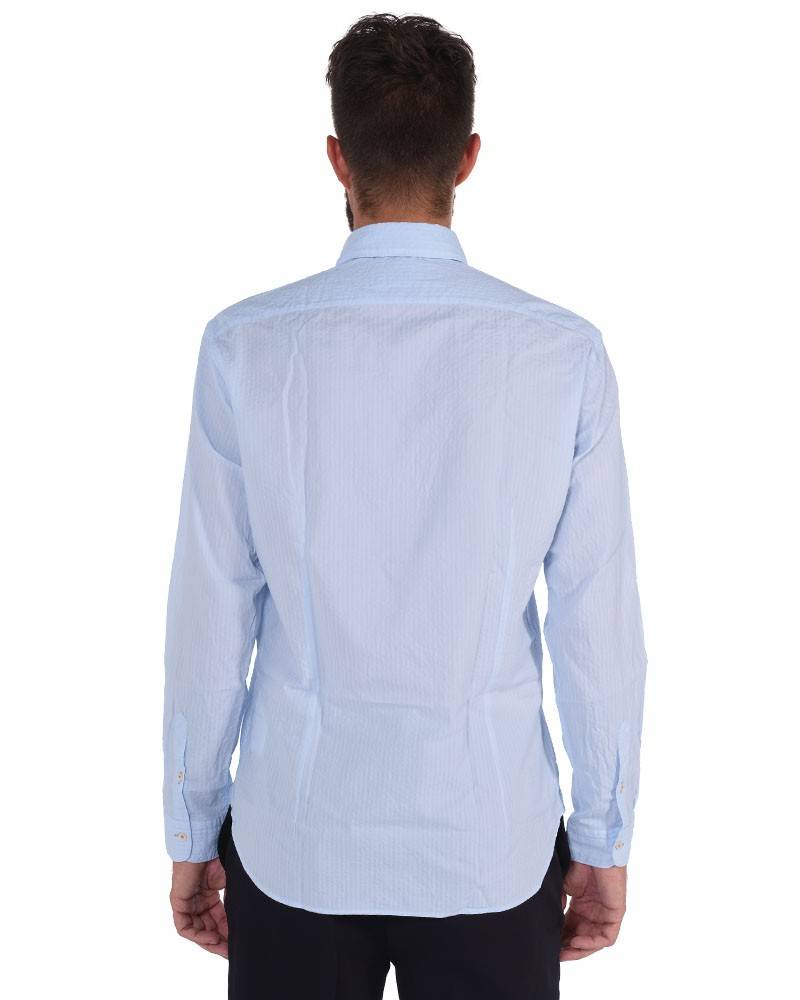 Poggianti Camicia tinta unita celeste collo morbido Fino Al -60%