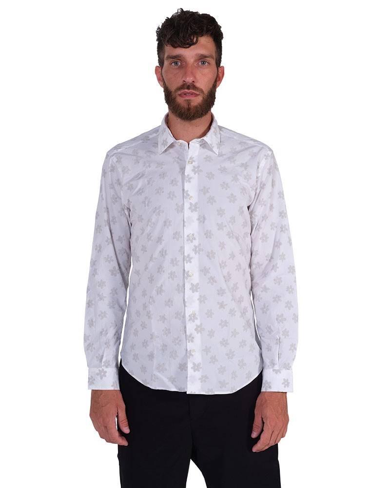 Poggianti Camicia Floreale Collo Morbido Bianca Affare Del Giorno