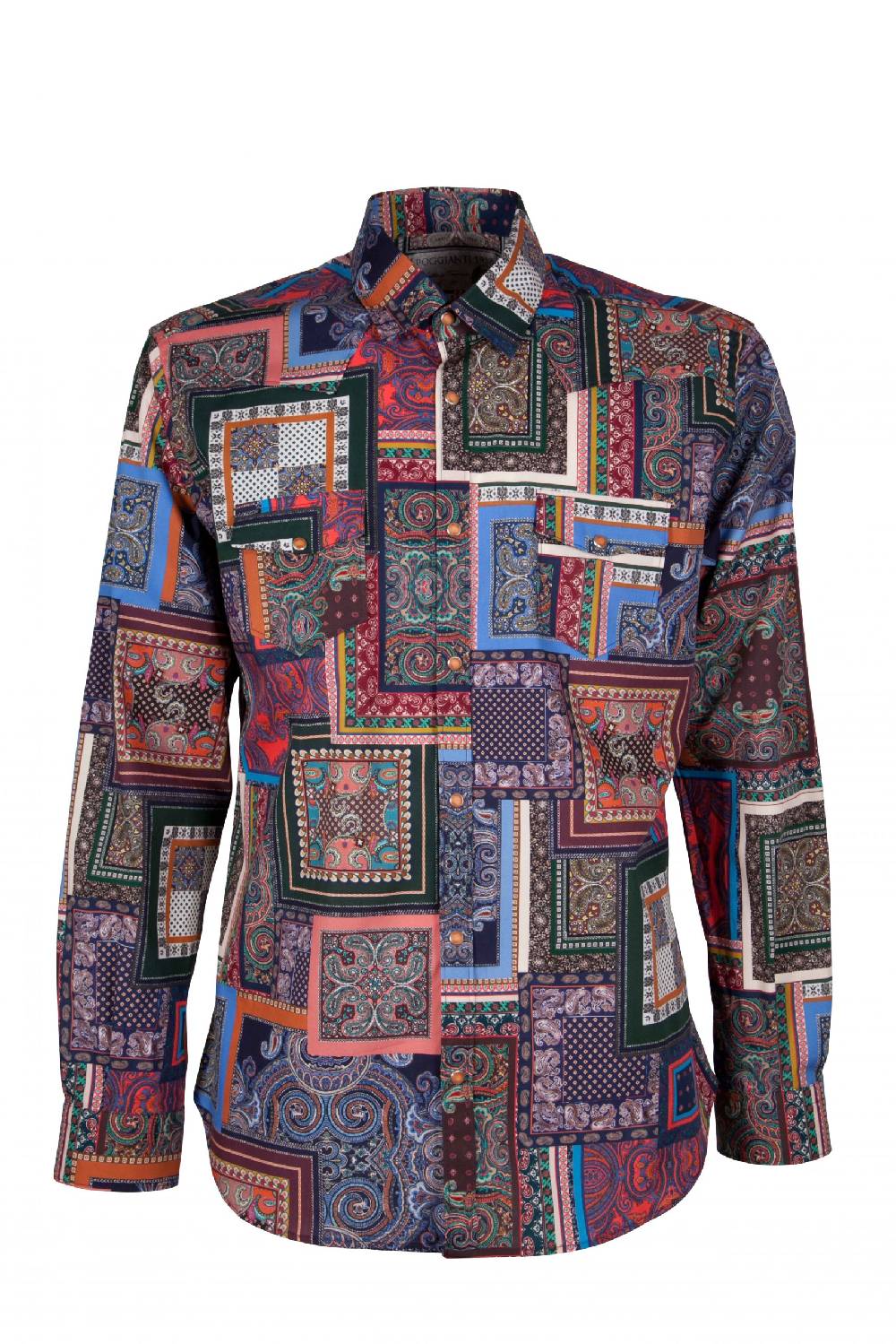 Poggianti Camicia uomo stretch con stampa geometrica EMPOLI-UBBF-166-01 Economico