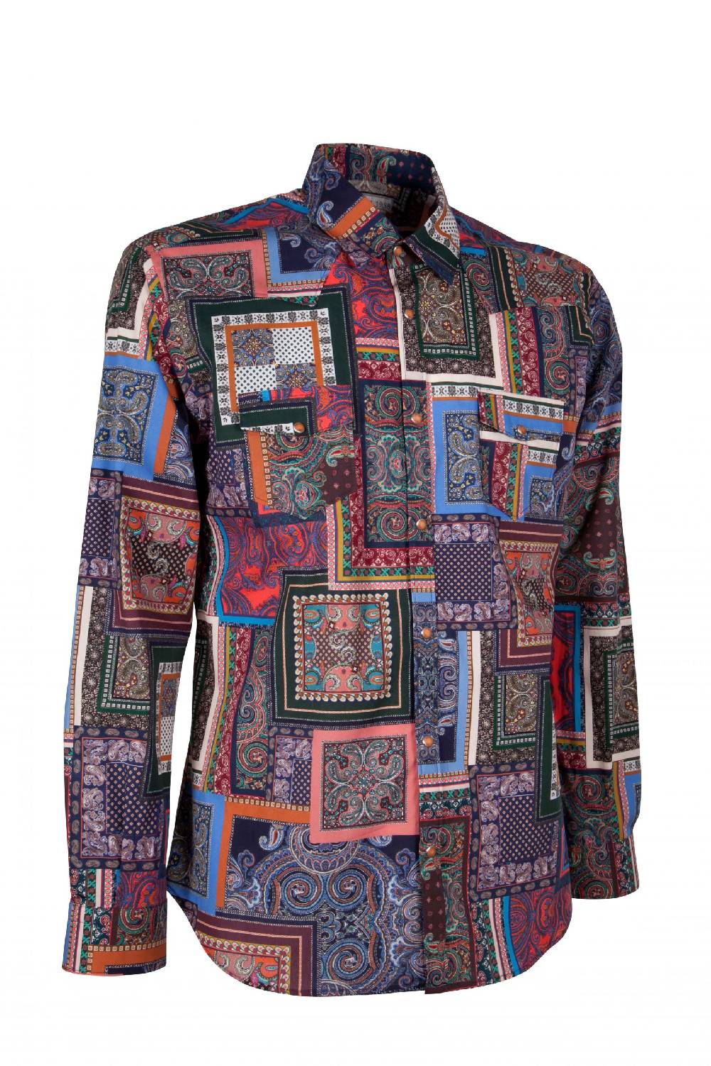 Poggianti Camicia uomo stretch con stampa geometrica EMPOLI-UBBF-166-01 Economico