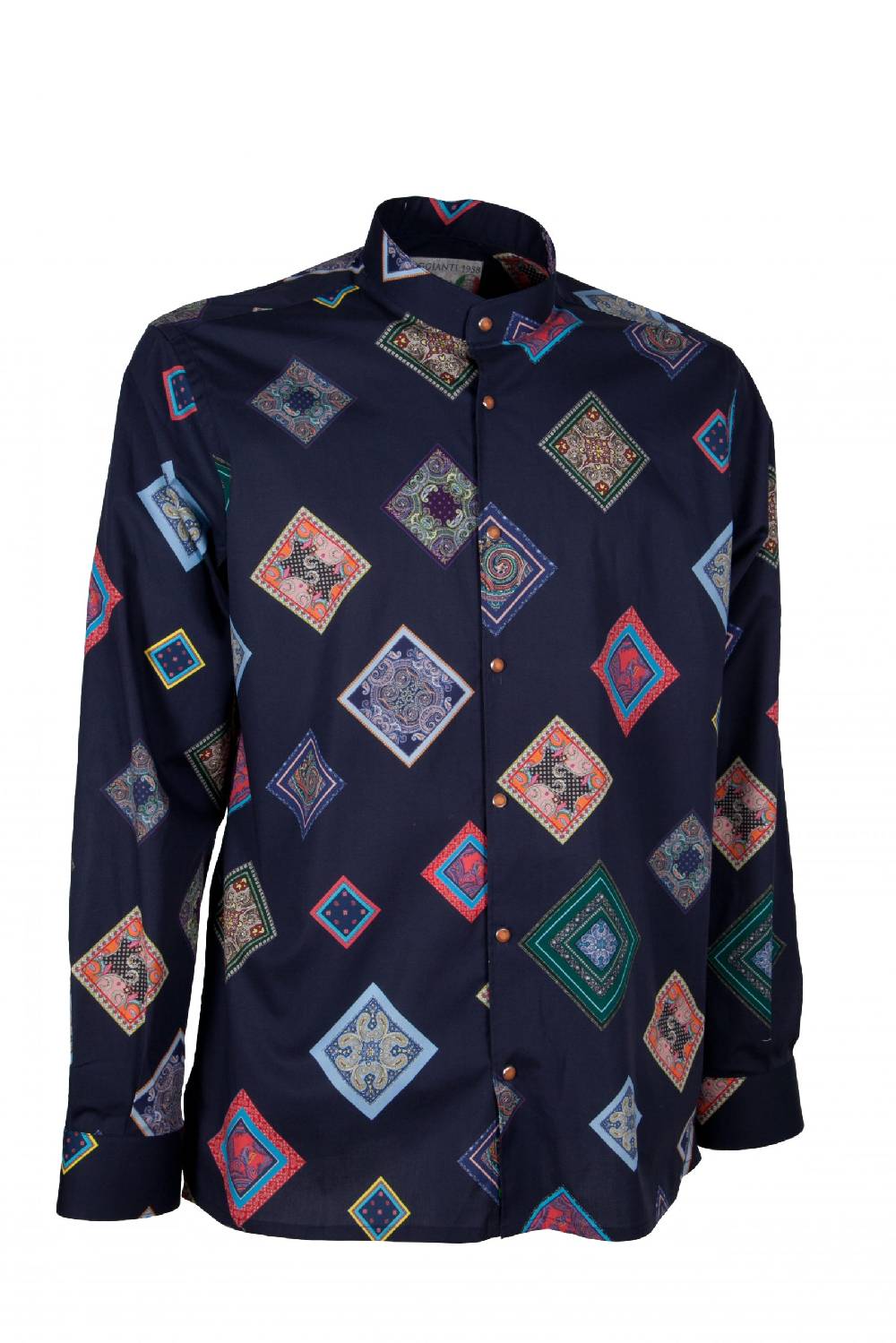 Poggianti Camicia uomo stretch con stampa geometrica SCARLINO-33-165-01 Online