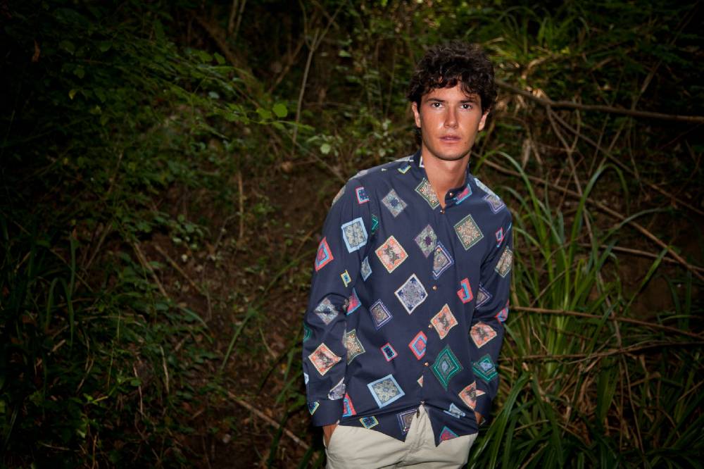 Poggianti Camicia uomo stretch con stampa geometrica SCARLINO-33-165-01 Online
