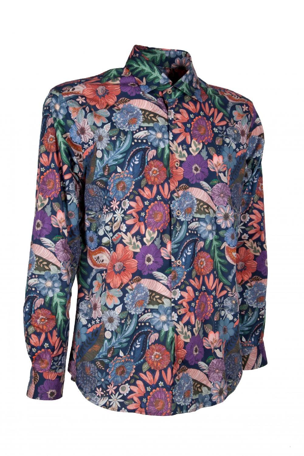 Poggianti Camicia uomo stretch con stampa Floreale FIRENZE-61F-162-01 In Vendita