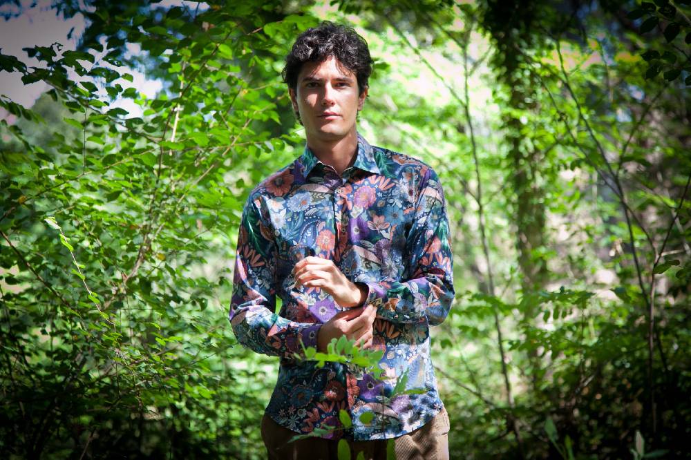 Poggianti Camicia uomo stretch con stampa Floreale FIRENZE-61F-162-01 In Vendita