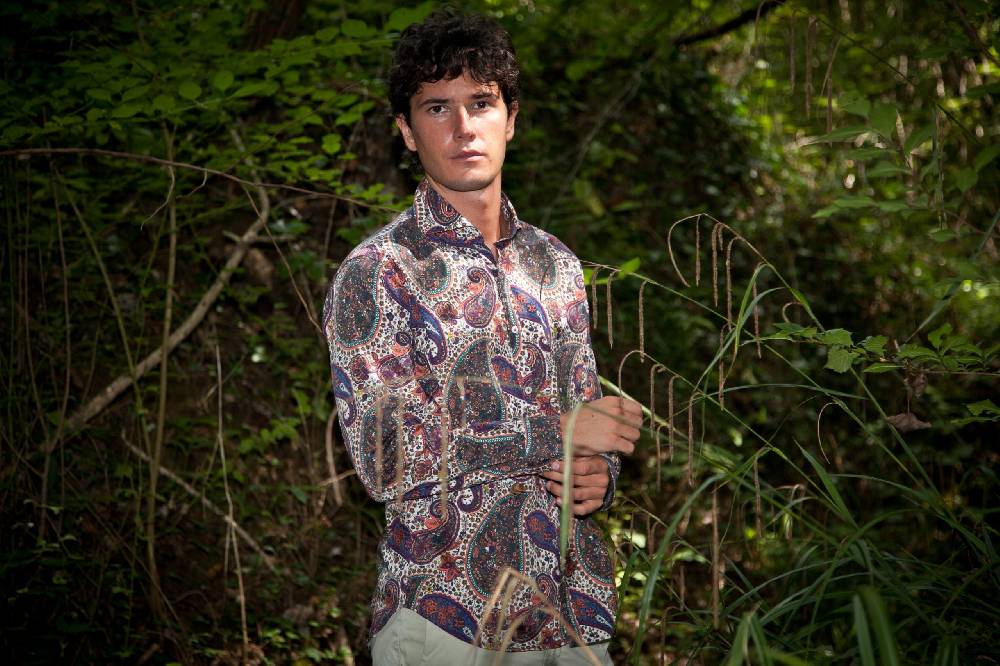 Poggianti Camicia uomo stretch con stampa Paisley PISA-31F-161-01 Saldi