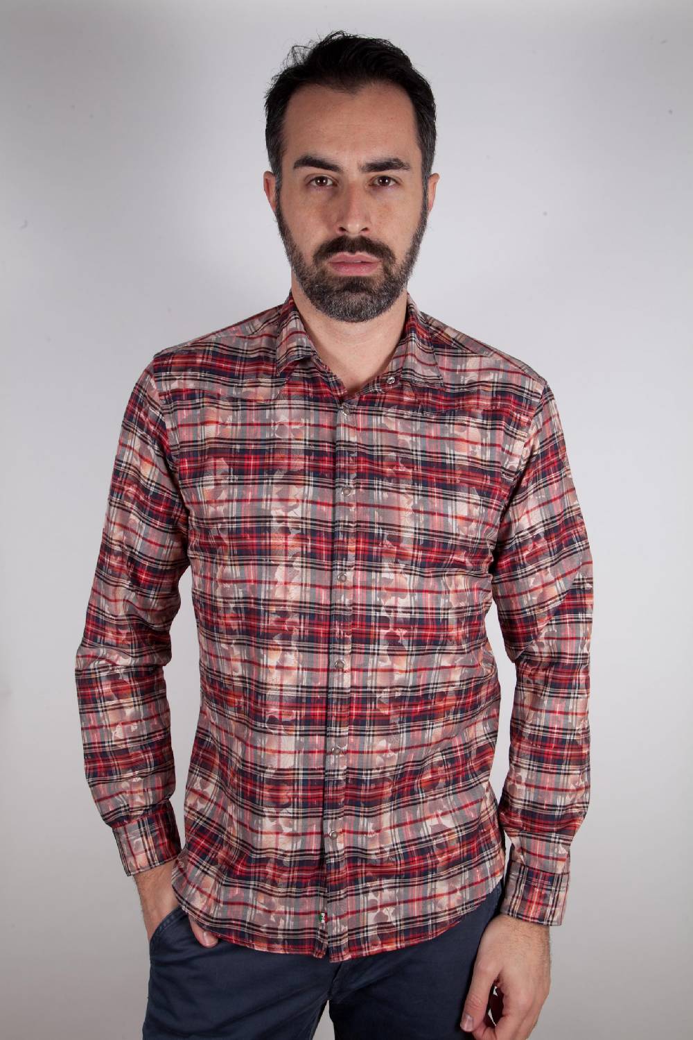 Poggianti Camicia a quadri con stampa PRUNO-66-571-01 Offerta San Valentino