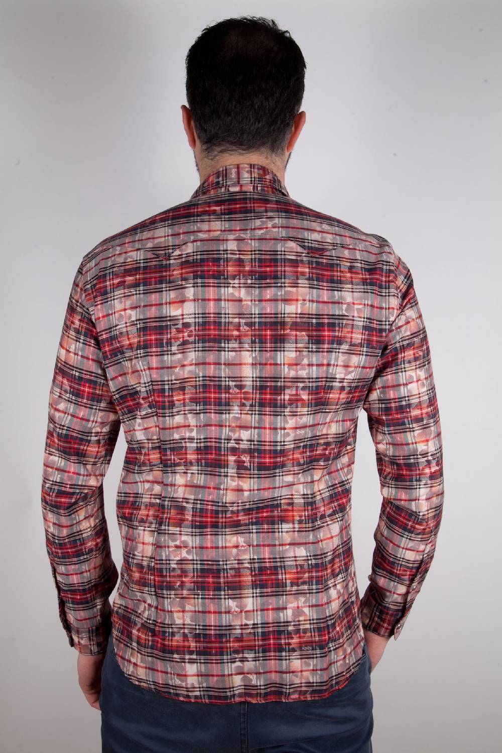 Poggianti Camicia a quadri con stampa PRUNO-66-571-01 Offerta San Valentino