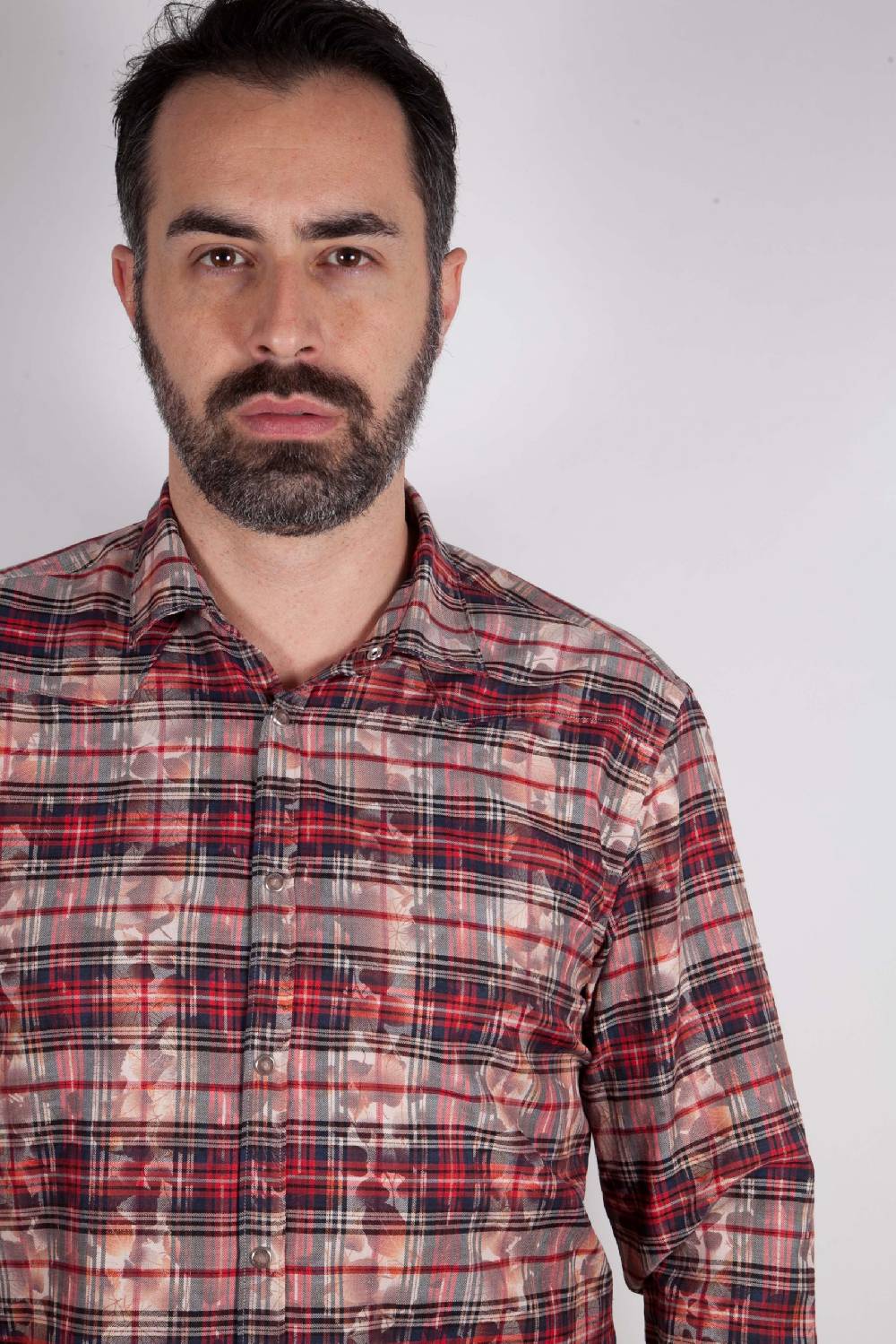 Poggianti Camicia a quadri con stampa PRUNO-66-571-01 Offerta San Valentino
