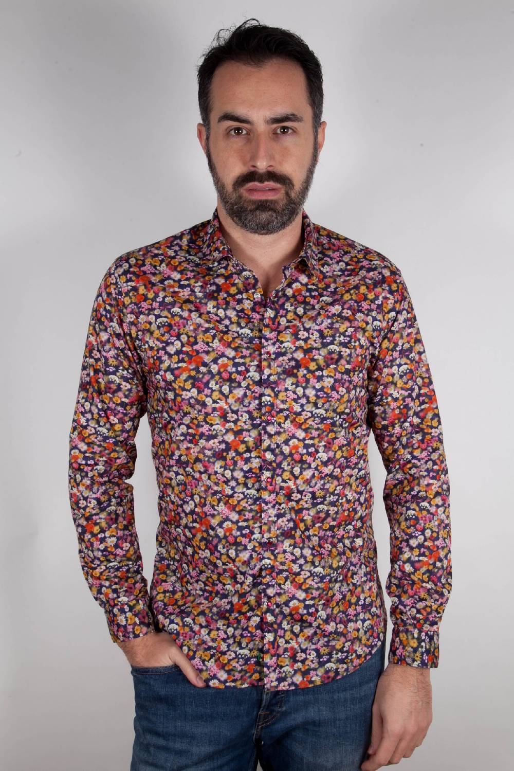 Poggianti Camicia con stampa floreale PRUNO-66-556-01 Smaltimento dello stoccaggio