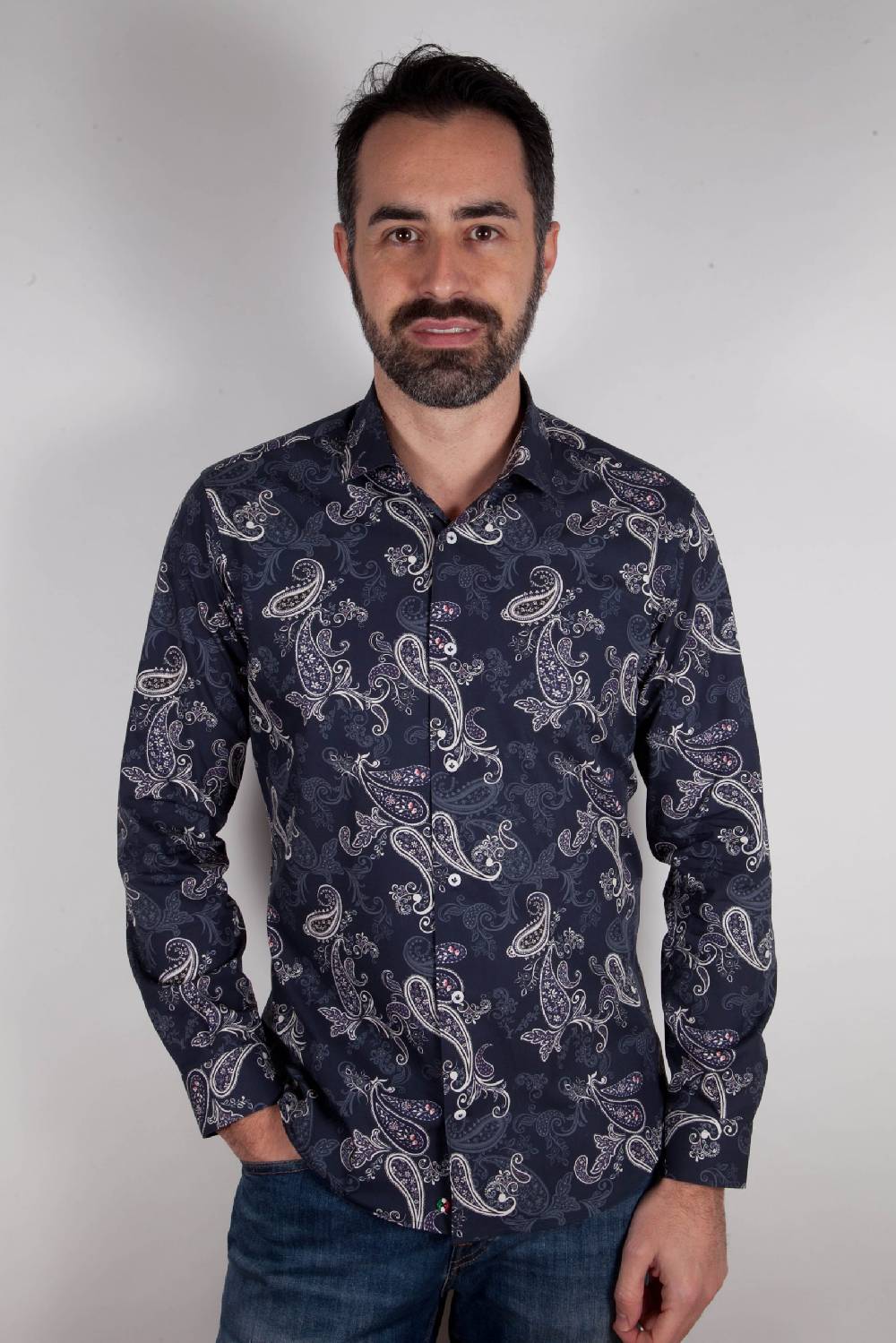 Poggianti Camicia con stampa cachemire FIRENZE-73-531-01 Lightning offer