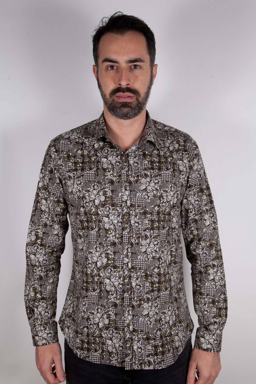 Poggianti Camicia con stampa camouflage PISA-UBB-528-01 Grandi sconti
