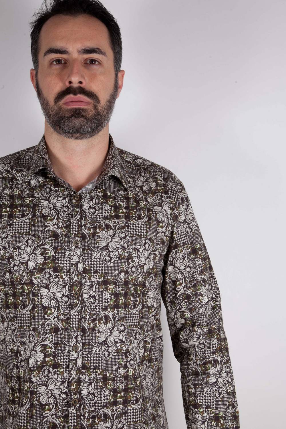 Poggianti Camicia con stampa camouflage PISA-UBB-528-01 Grandi sconti