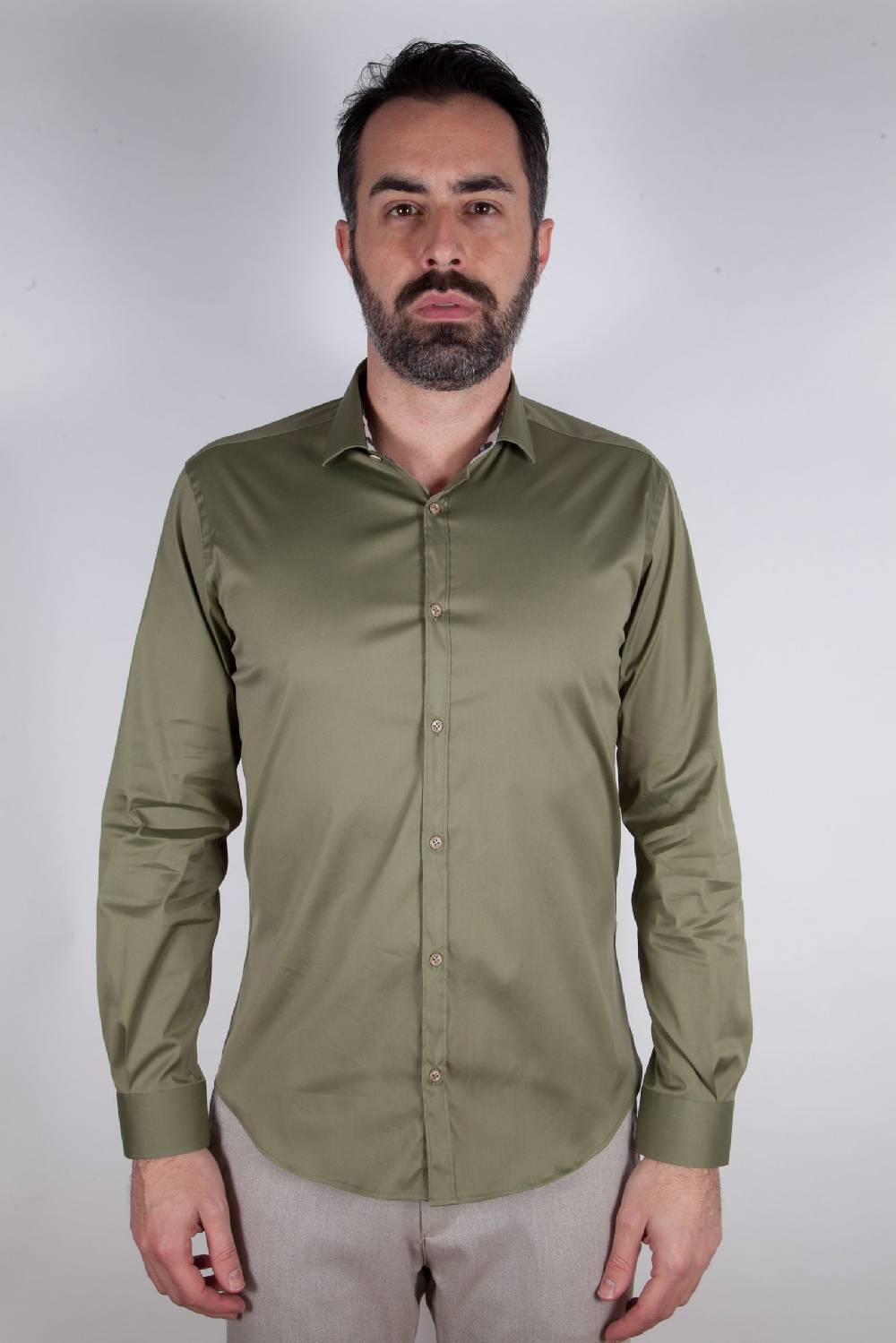 Poggianti Camicia Stretch Collo francese tinta unita PRACCHIA-62M-500-03 Enormi risparmi