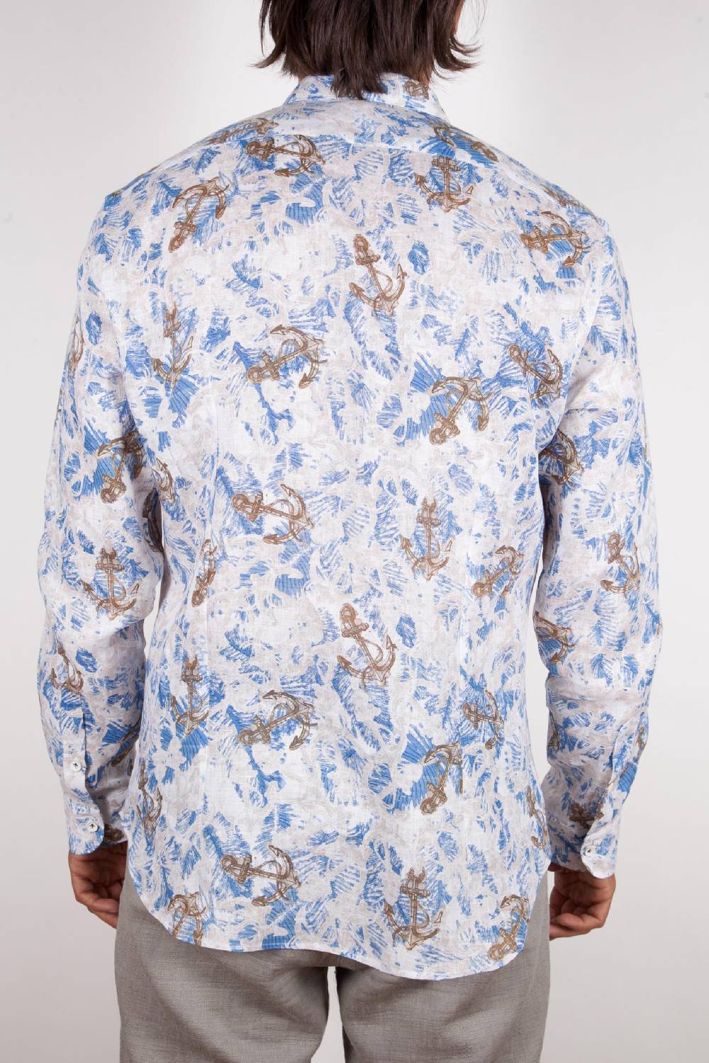 Poggianti Camicia Fantasia Lino Collo Francese 403-01 Ultimi tre giorni