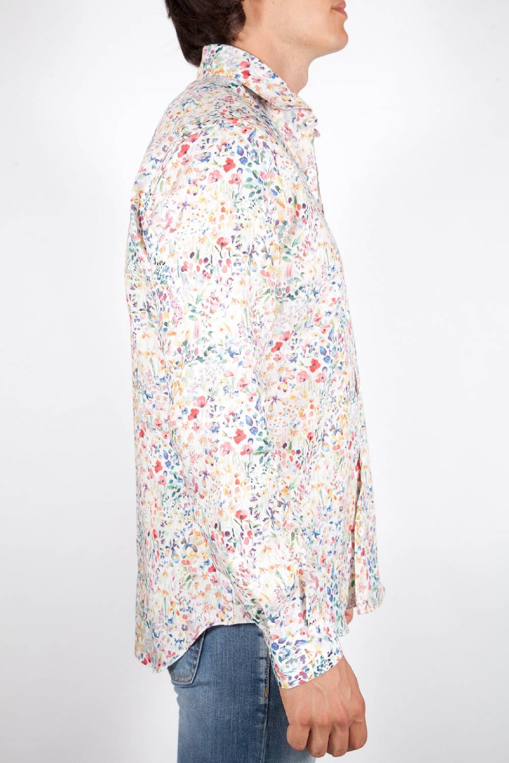 Poggianti Camicia Fantasia Lino Collo Francese 398-02 Ultimi due giorni