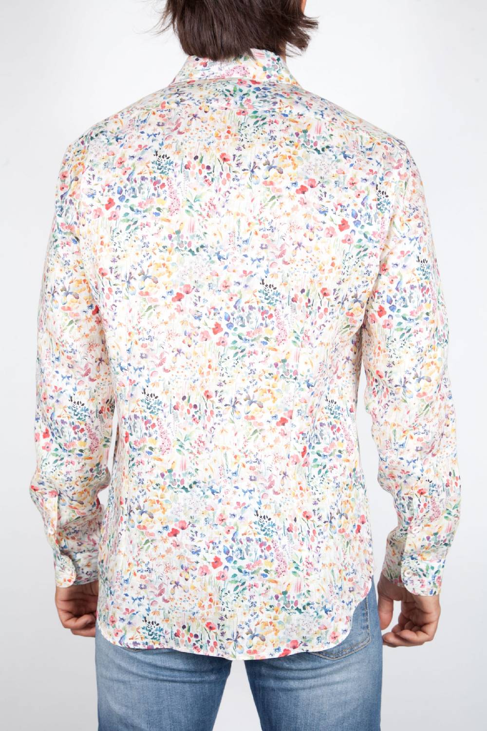 Poggianti Camicia Fantasia Lino Collo Francese 398-02 Ultimi due giorni
