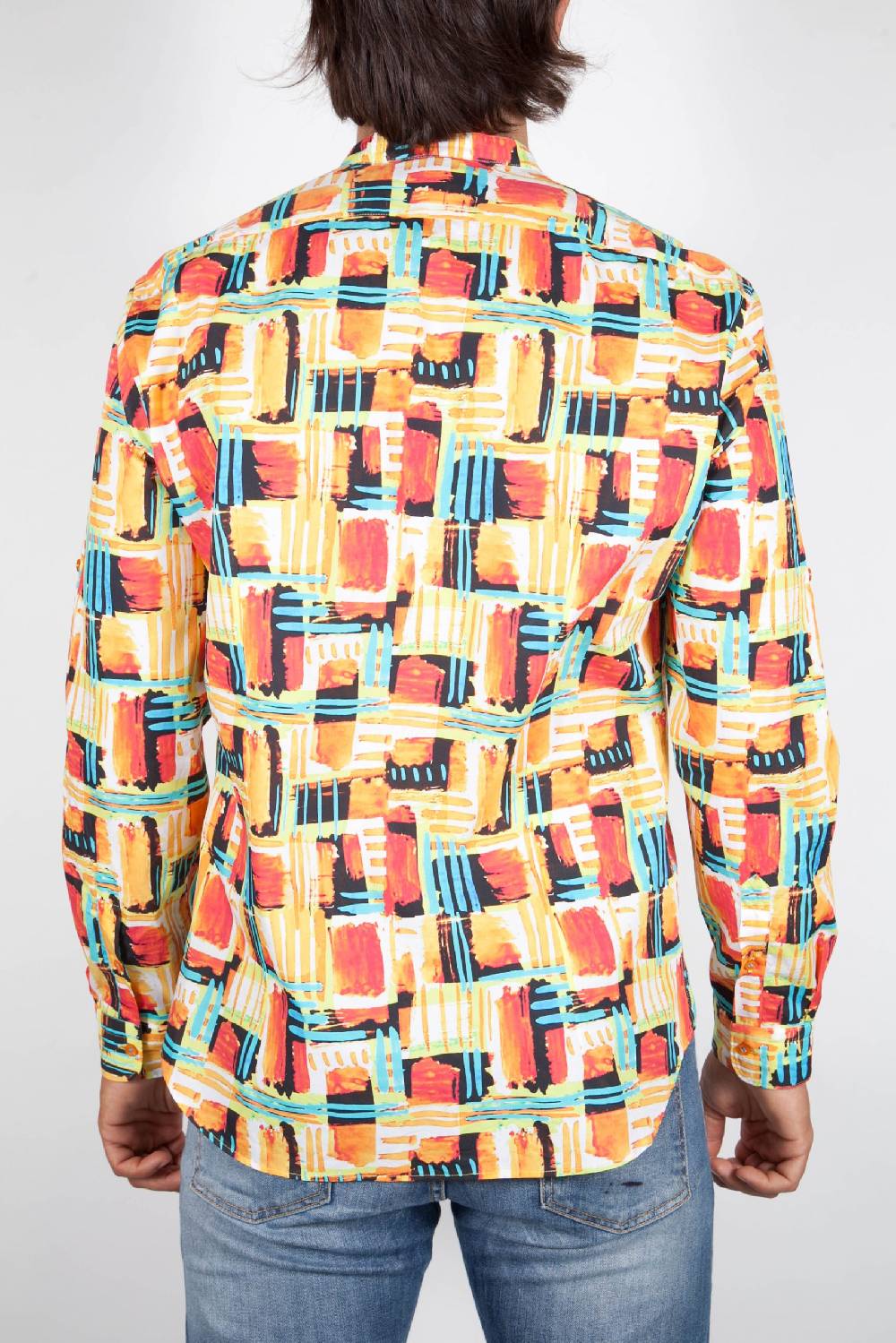 Poggianti Camicia Fantasia Collo Coreano Multicolor Fino al 65% di sconto
