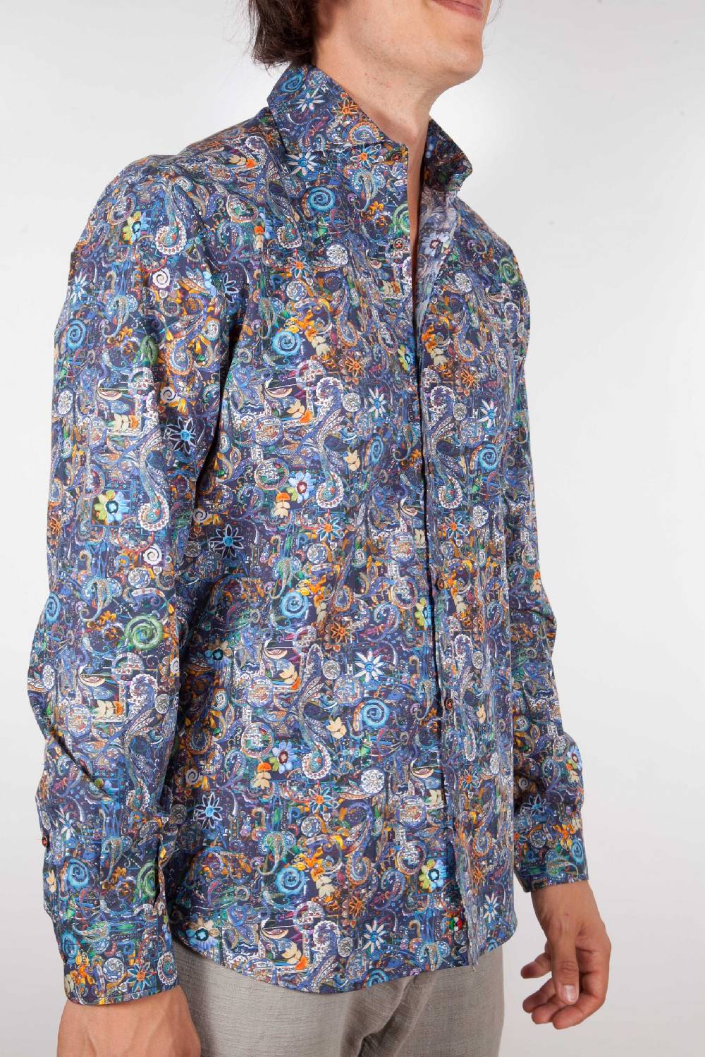 Poggianti Camicia Fantasia Collo Morbido Multicolor Offerta speciale della fabbrica