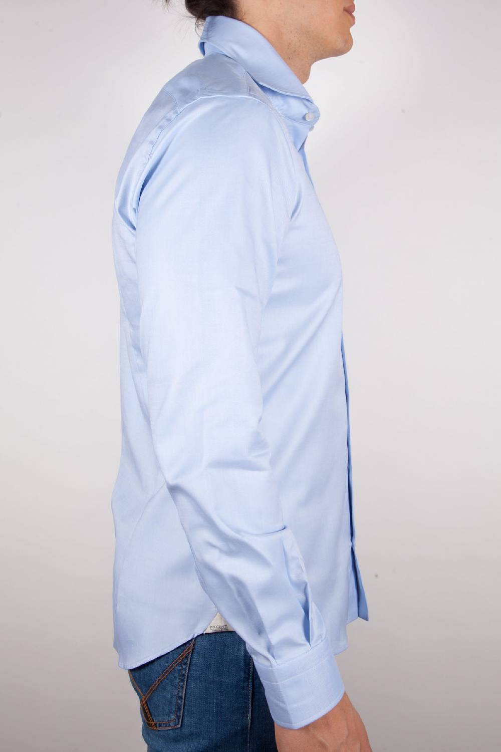 Poggianti Camicia Celeste Oxford Collo Francese C06-2 Fino al 55% di sconto