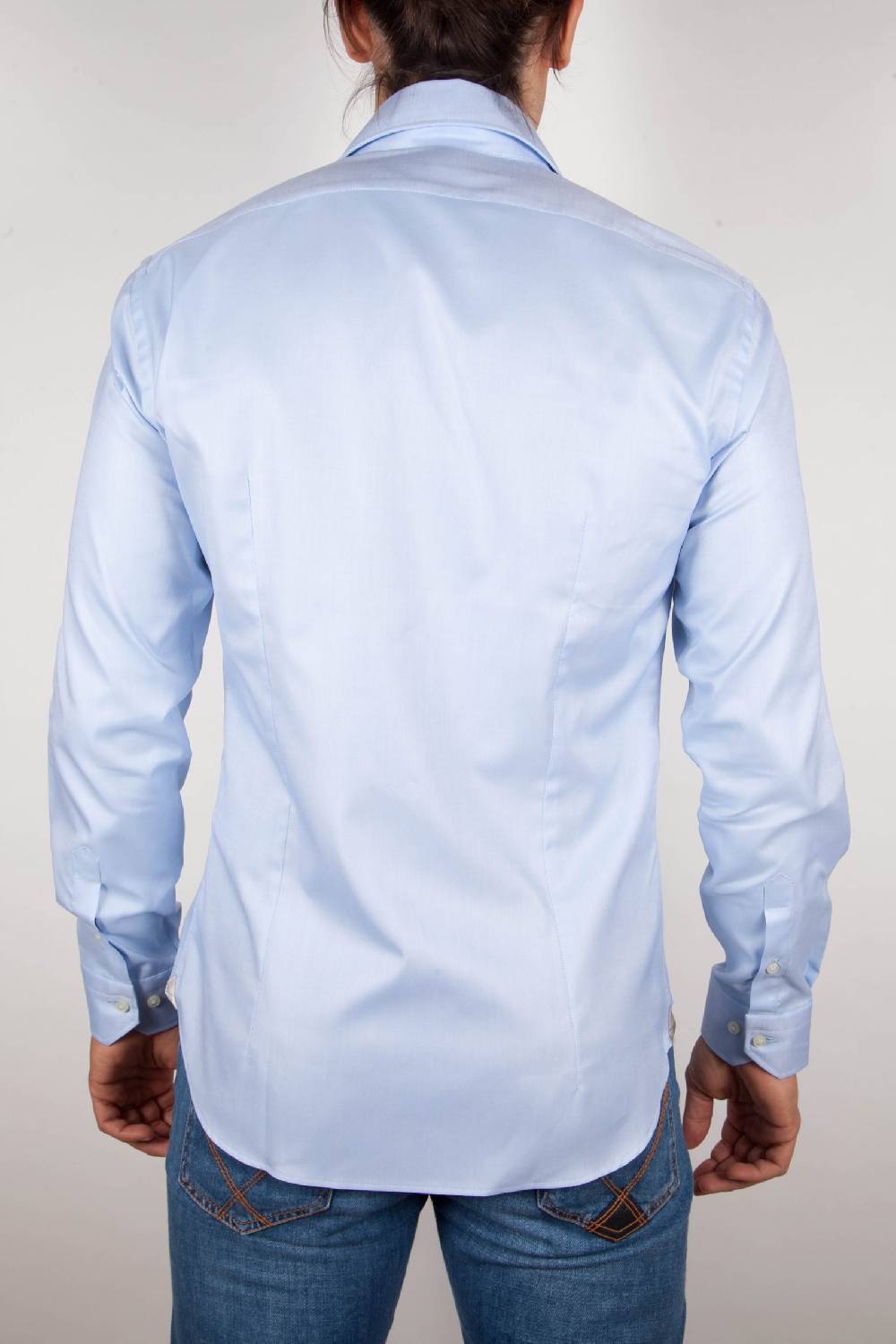 Poggianti Camicia Celeste Oxford Collo Francese C06-2 Fino al 55% di sconto