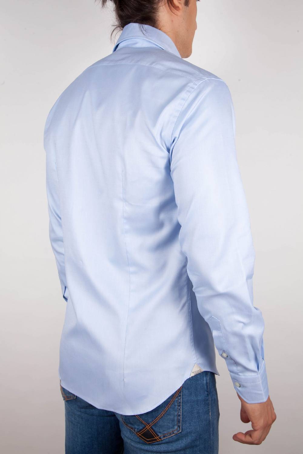 Poggianti Camicia Celeste Oxford Collo Francese C06-2 Fino al 55% di sconto