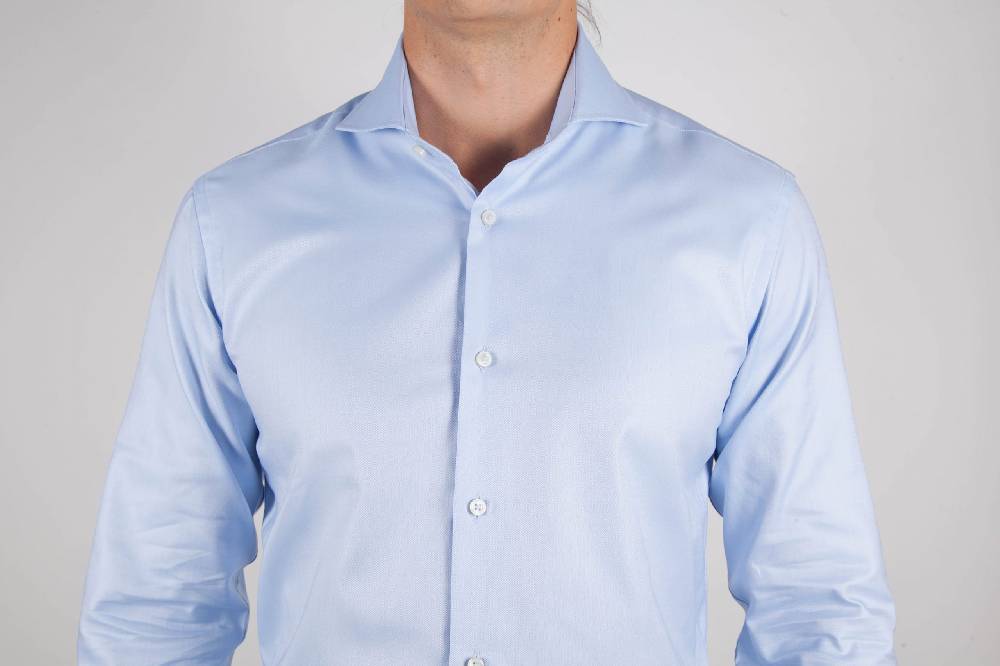 Poggianti Camicia Celeste Oxford Collo Francese C06-2 Fino al 55% di sconto