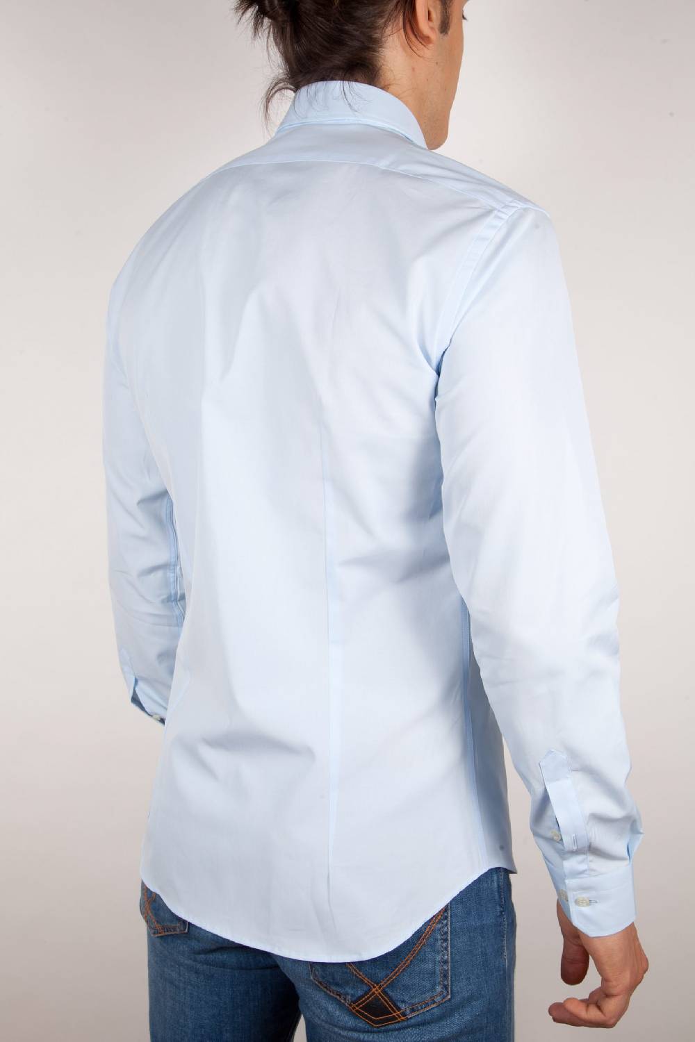 Poggianti Camicia Celeste Popeline Collo Italiano C01-3 Discount Store per i nuovi prodotti