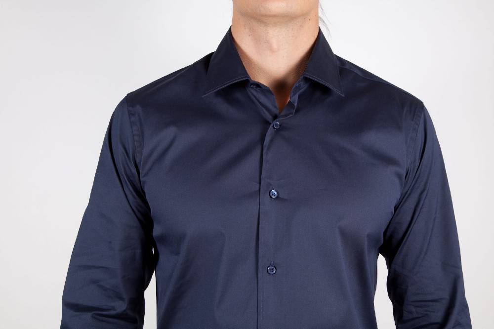 Poggianti Camicia Blu Popeline Collo Italiano C01-5 Solo un giorno rimasto
