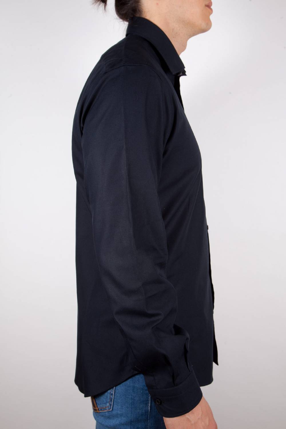 Poggianti Camicia Nera Popeline Collo Italiano C01-6 Super sconto