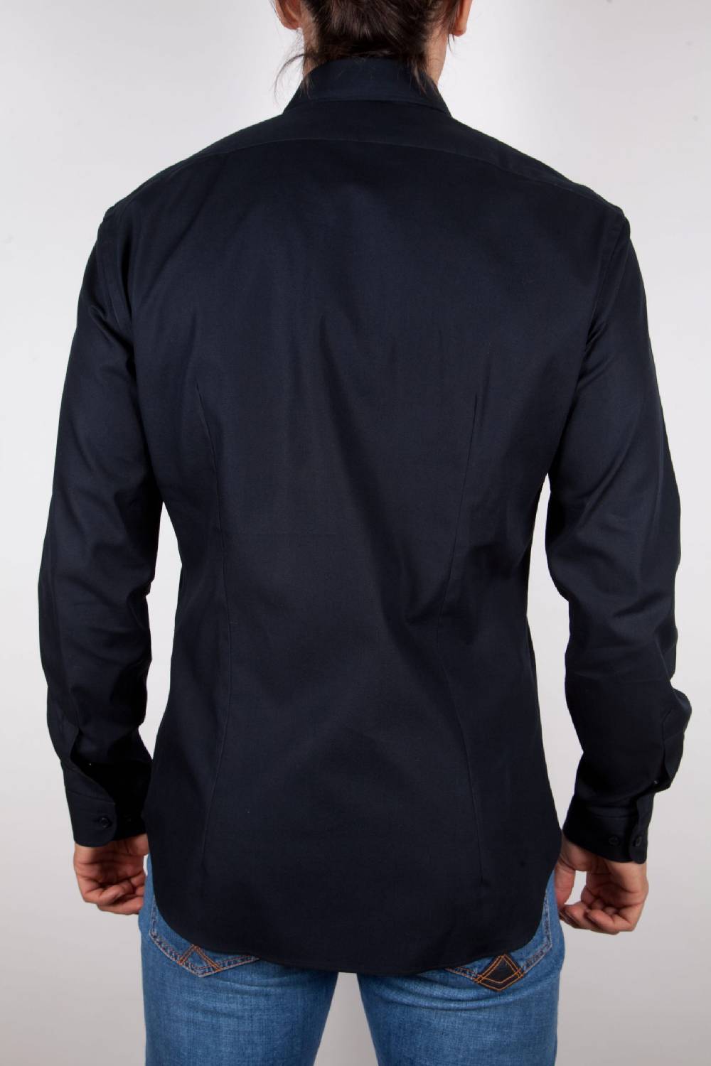 Poggianti Camicia Nera Popeline Collo Italiano C01-6 Super sconto