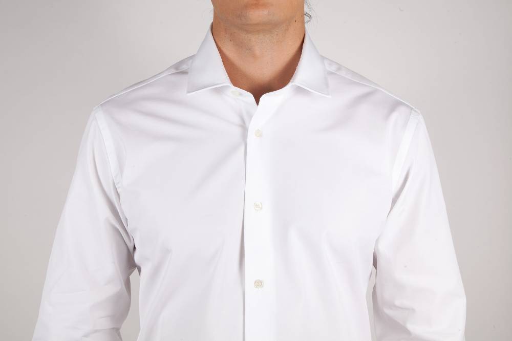 Poggianti Camicia Bianca Popeline Collo Italiano C01-1 Enormi sconti