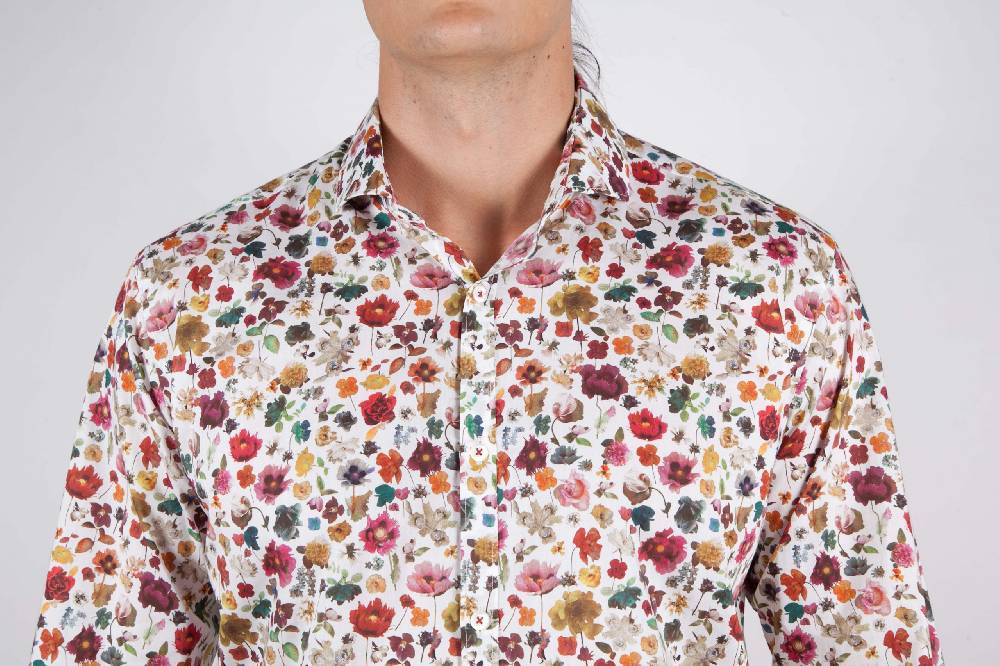 Poggianti Camicia Fantasia Collo Morbido Multicolor Trasporto libero internazionale