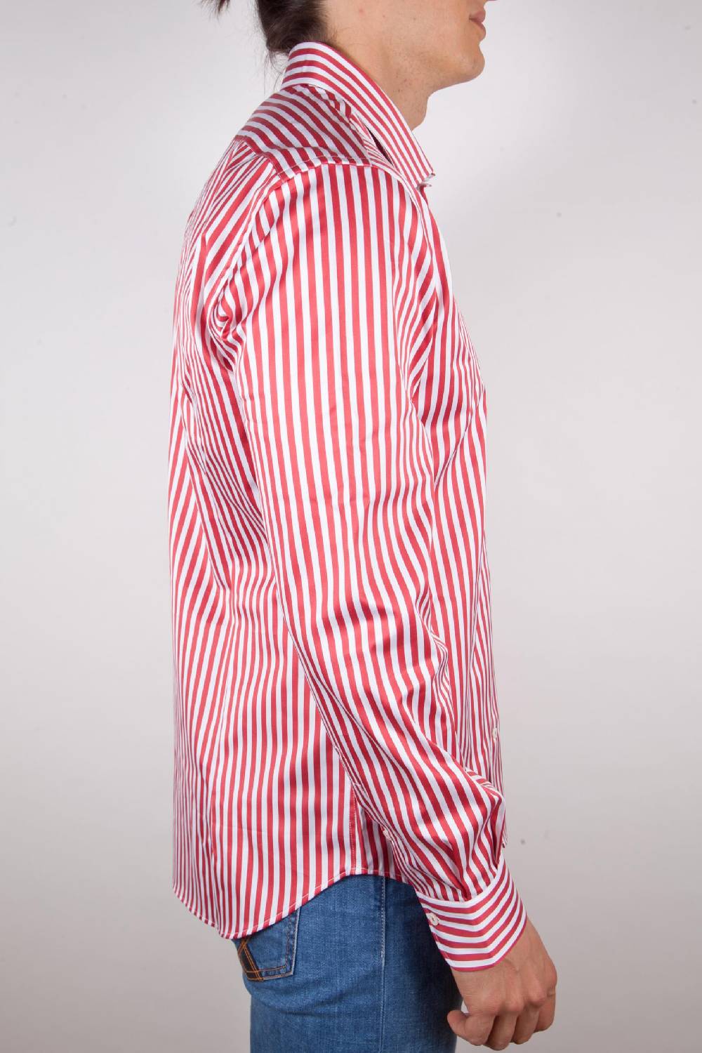 Poggianti Camicia Righe Rossa-Bianca Limitato a 3 giorni