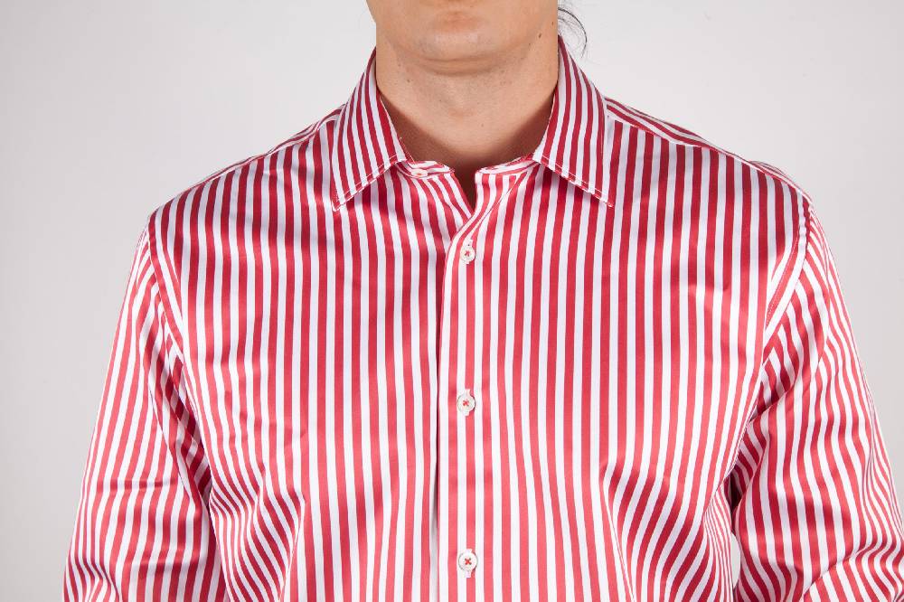 Poggianti Camicia Righe Rossa-Bianca Limitato a 3 giorni