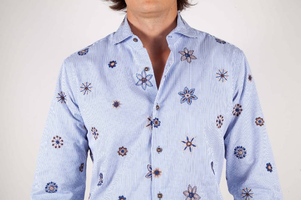 Poggianti Camicia Fantasia Collo Morbido Ricamo 50% di sconto per tempo limitato