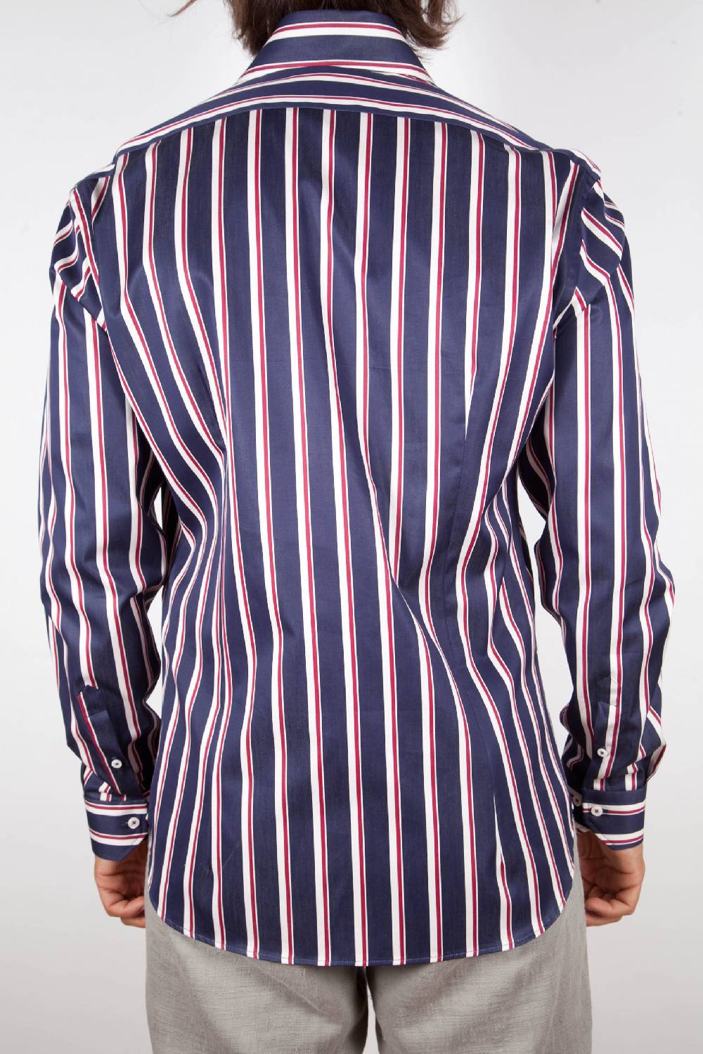 Poggianti Camicia Righe Blu-Bianca Sconti questo mese
