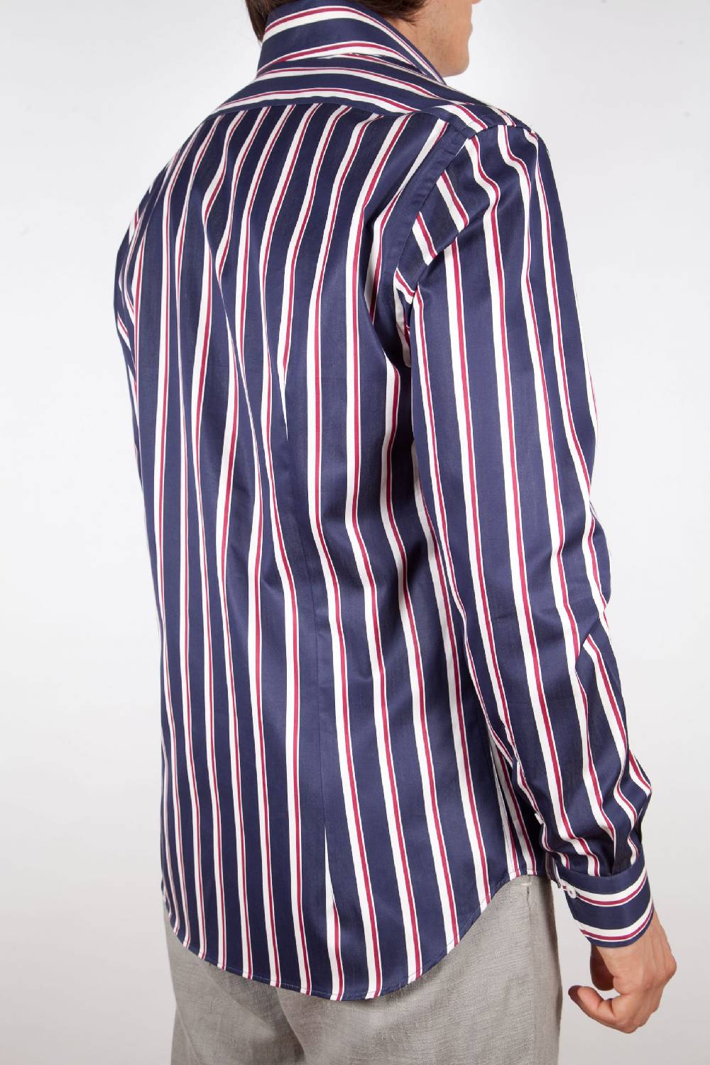 Poggianti Camicia Righe Blu-Bianca Sconti questo mese