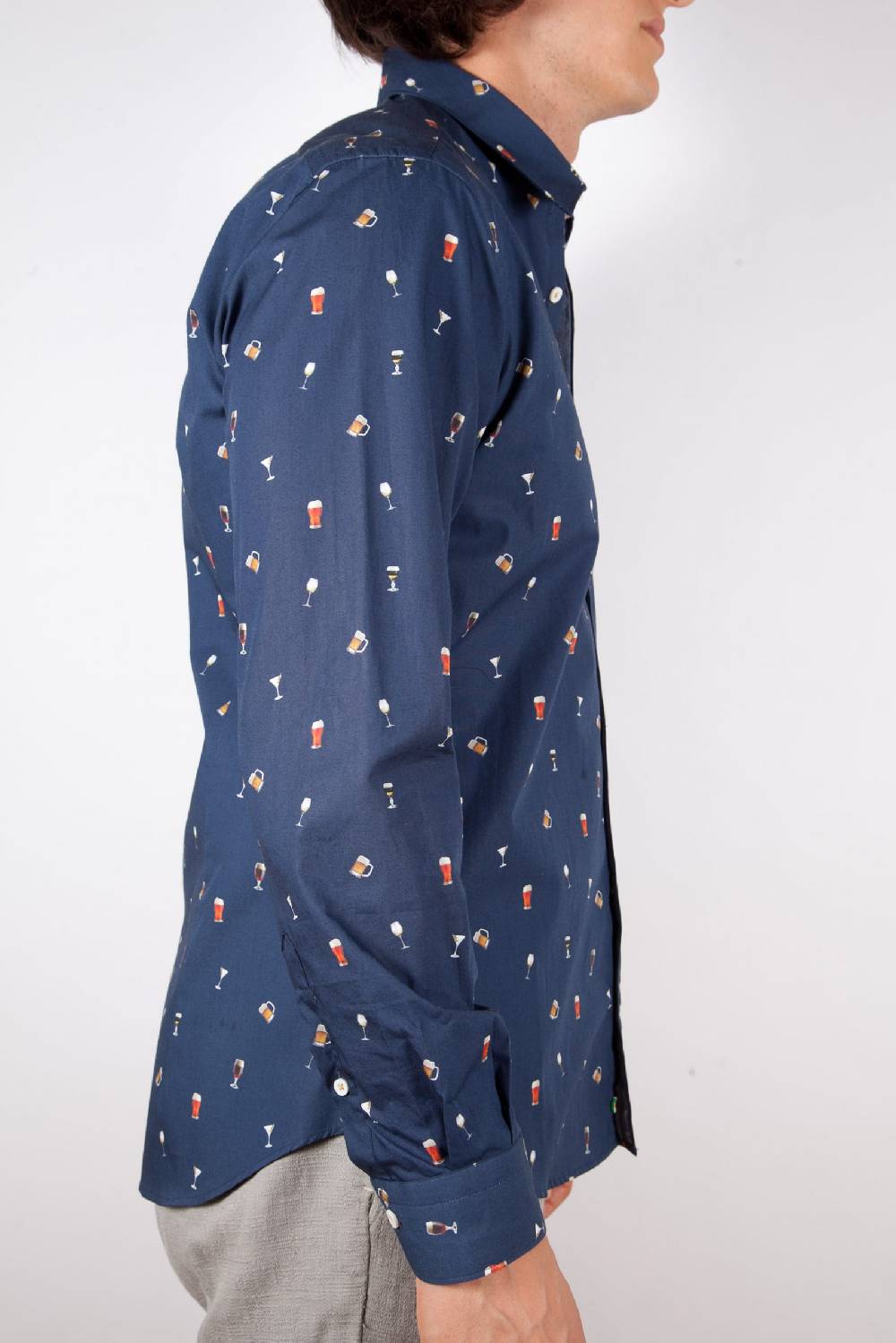 Poggianti Camicia Fantasia Collo Morbido blu Nuovo