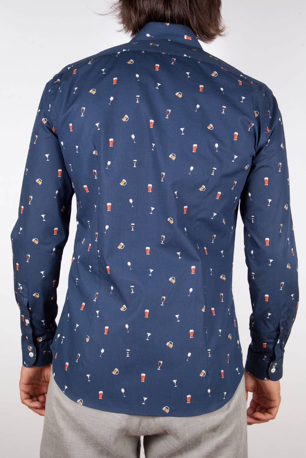 Poggianti Camicia Fantasia Collo Morbido blu Nuovo