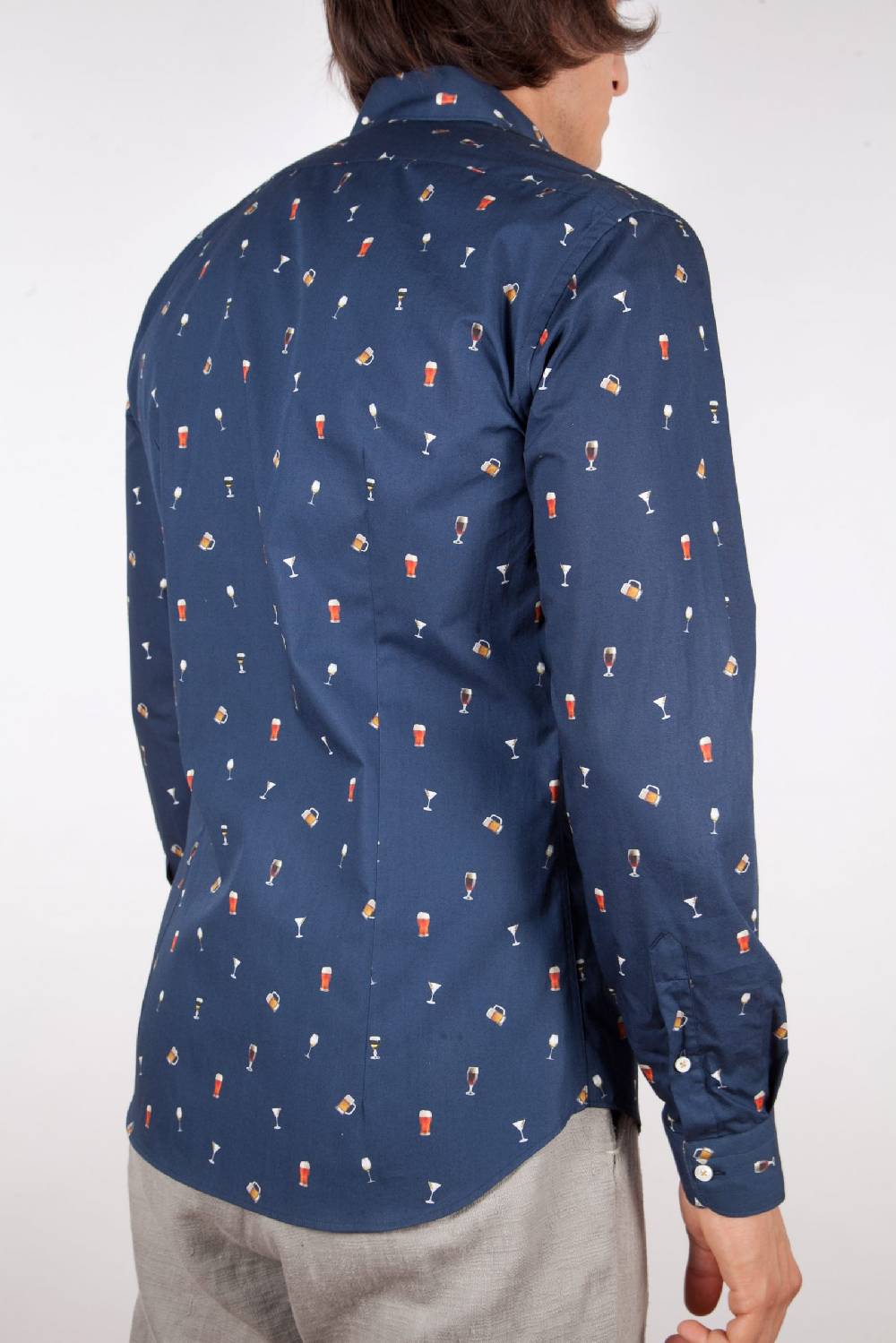 Poggianti Camicia Fantasia Collo Morbido blu Nuovo