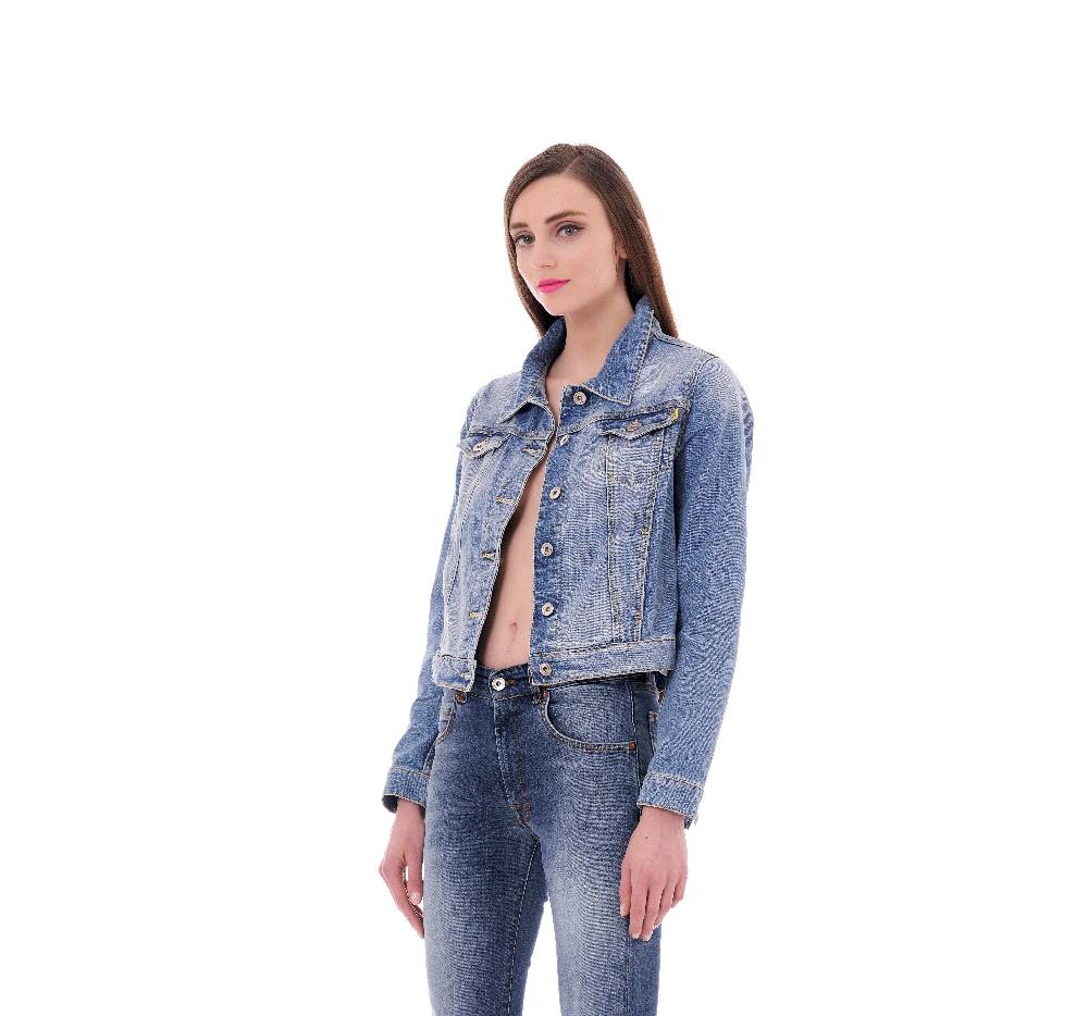 Pop84 Giubbino jeans lavaggio chiaro Nuova