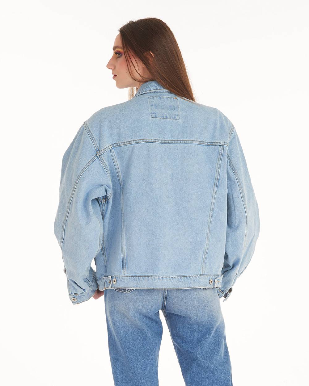 Pop84 Giubbino jeans over fit lavaggio chiaro Vendita