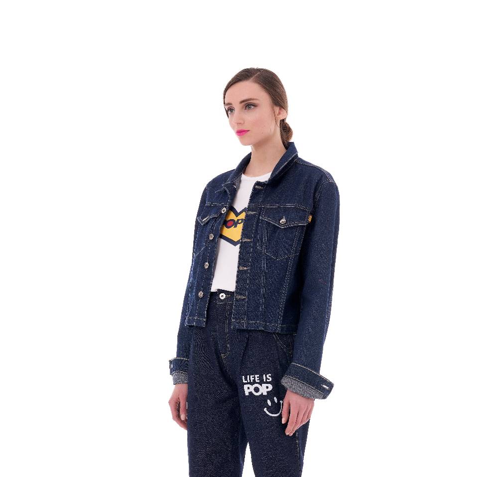 Pop84 Giubbino jeans frase POP84 Promozione Limitata