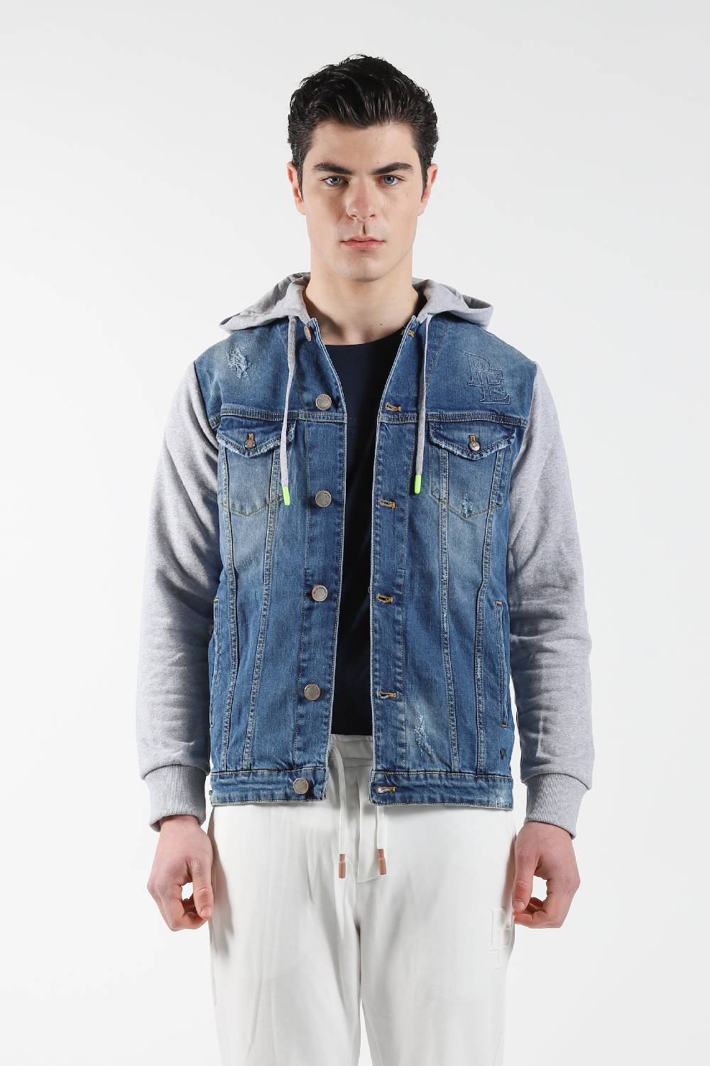 Primo Emporio Giubbino jeans con Cappuccio maniche in Felpa Acquista Ora