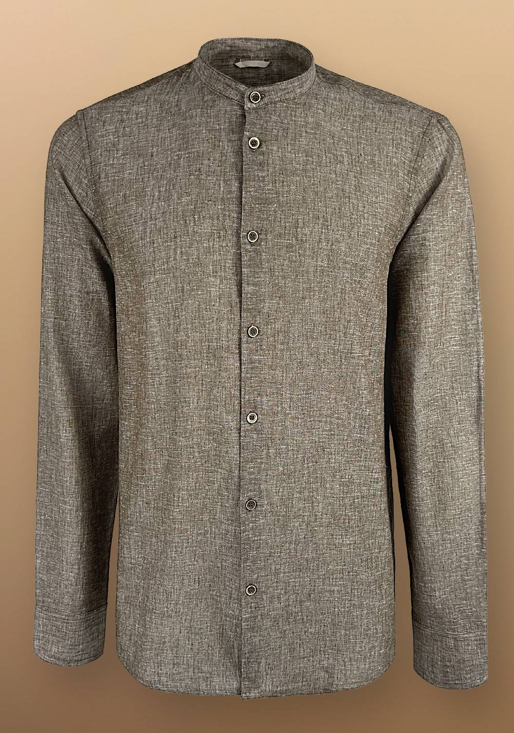Primo Emporio Camicia Lino Manica Lunga Collo Coreano Nuova