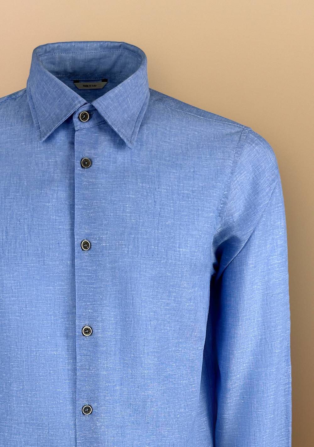 Primo Emporio Camicia Lino Manica Lunga Collo francese Offerta