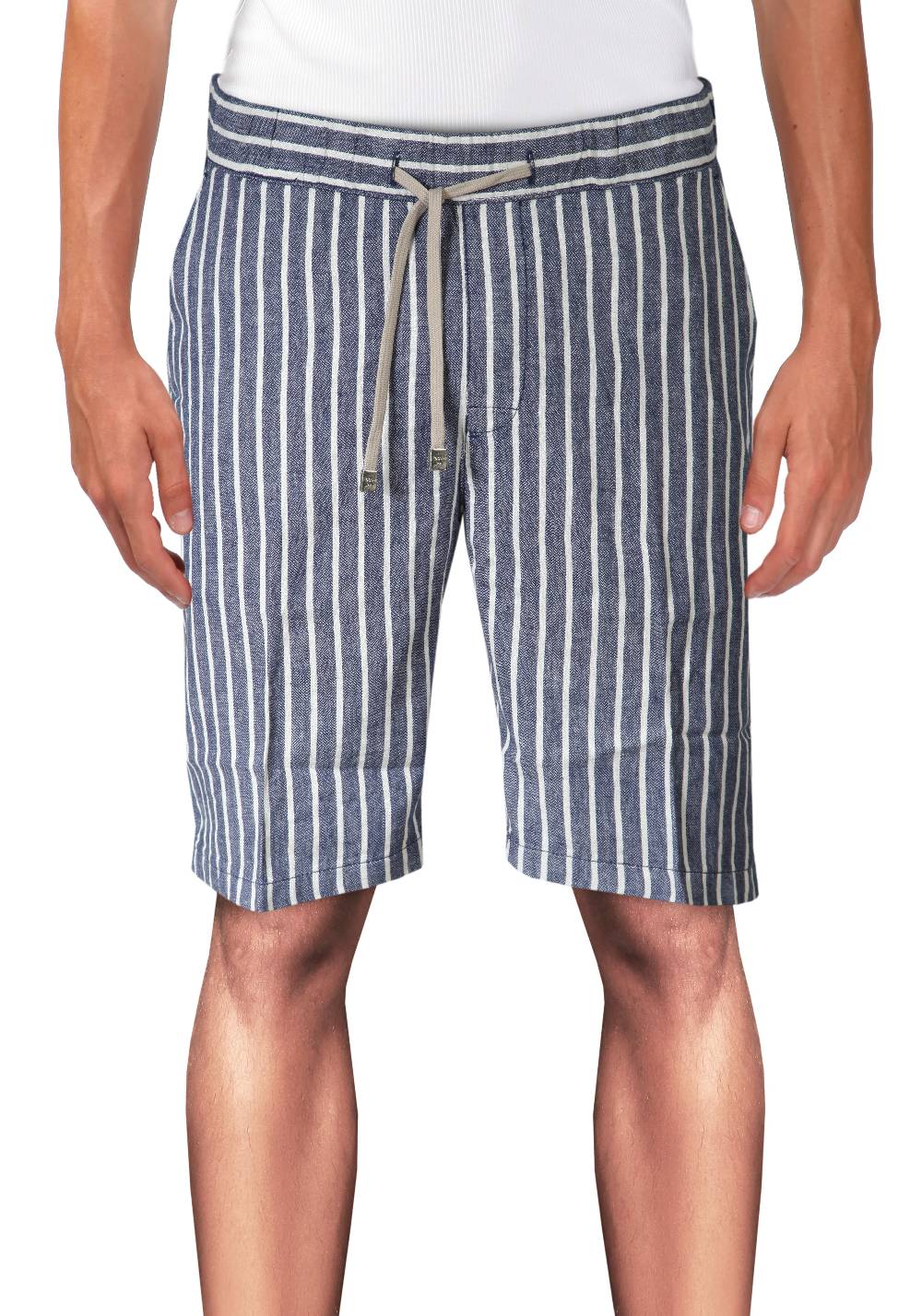 Primo Emporio Bermuda rigato con laccio in Lino